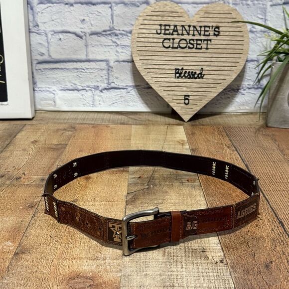 Fossil A&M Totally Aggies Leather Belt ATM Size M - Picture 1 of 12